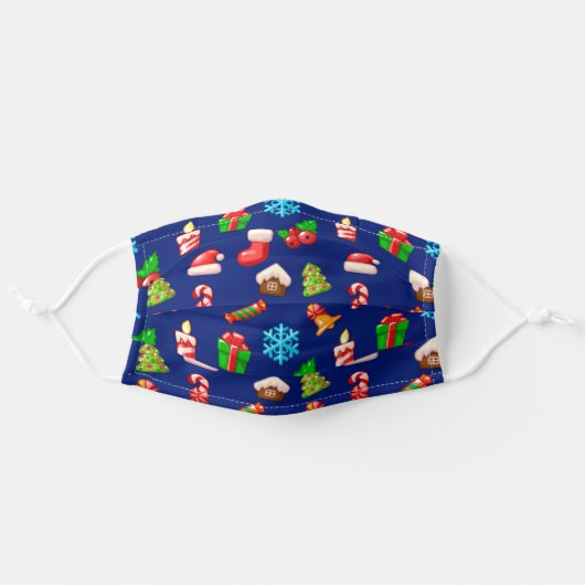 Cute Modern Christmas Holidays Festive Pattern Adult Cloth Face Mask (Front, Unfolded)