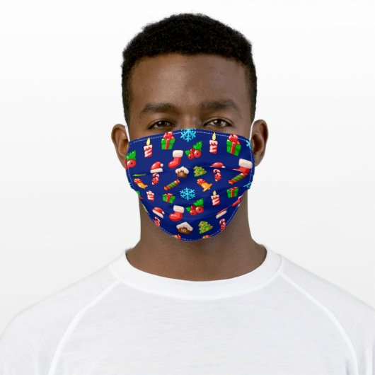 Cute Modern Christmas Holidays Festive Pattern Adult Cloth Face Mask (Worn)