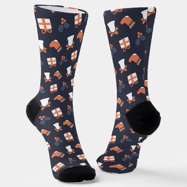 Cute Modern Christmas Seamless Pattern Socks (Angled)