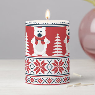 Cute & Modern Christmas Snowman Knitted Pillar Candle