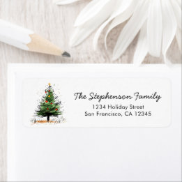 Cute Modern Christmas Tree Festive Return Address Label