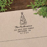 Cute Modern Christmas Tree Holiday Return Address Self-inking Stamp<br><div class="desc">This self-inking return address stamp features simple typography with a modern Christmas tree illustration. It makes a fun and unique statement. Having a self-inking return address stamp makes addressing those holiday envelope soooo much easier! This stamp also makes a wonderful newlywed, housewarming, hostess gift, or even a holiday stocking stuffer....</div>
