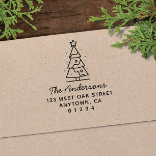 Cute Modern Christmas Tree Holiday Return Address Self-inking Stamp