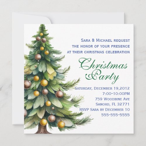 Cute Modern Christmas Tree Party Invitation