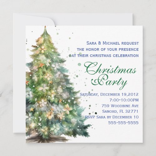 Cute Modern Christmas Tree Party Invitation