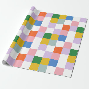 Cute Modern Colorful Big Checkered Pattern  Wrapping Paper