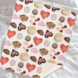 Cute Modern Colorful Chocolate Candy Heart Pattern Sherpa Blanket
