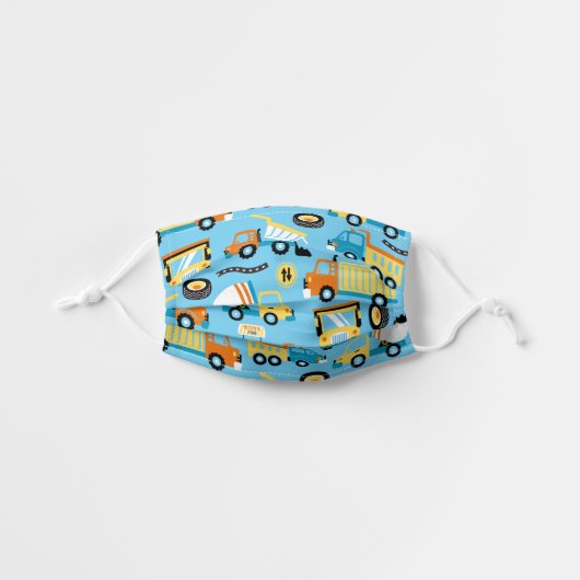 Cute Modern Colorful Construction Trucks Kids Kids' Cloth Face Mask (Front, Unfolded)