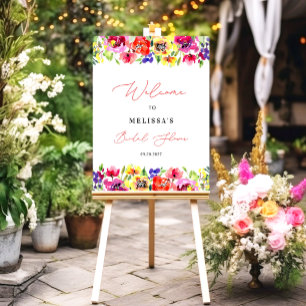 Cute Modern Colorful Flowers Bridal Shower Welcome Foam Board