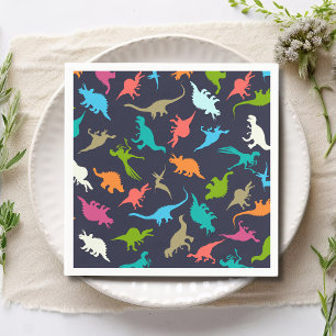 Cute Modern Colorful Fun Dinosaur Kids Party Napkins