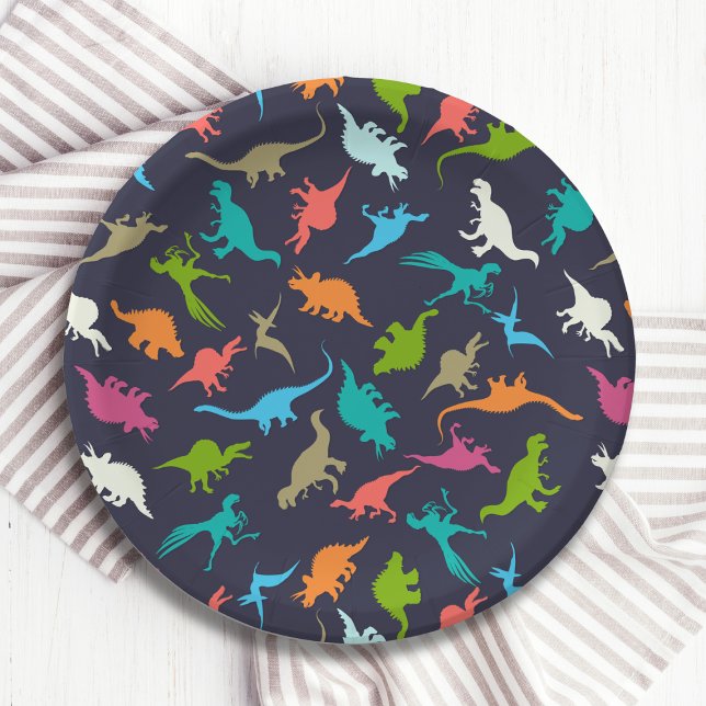 Cute Modern Colorful Fun Dinosaur Kids Party Paper Plates (Creator Uploaded)