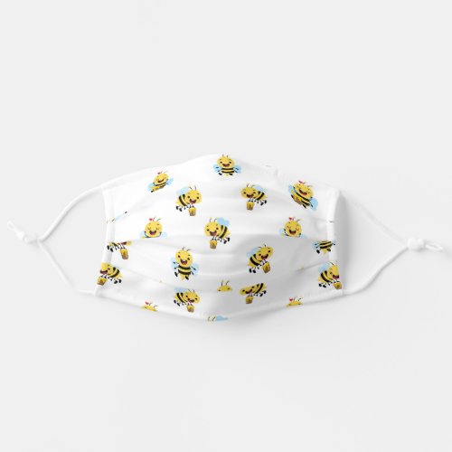 Cute Modern Colorful Honey Bee Kids Nature Pattern Adult Cloth Face Mask