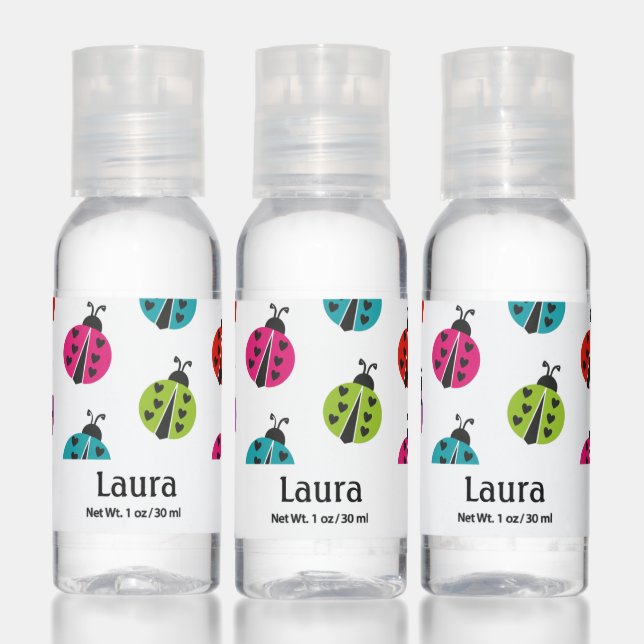 Cute Modern Colorful Ladybug Personalized Hand Sanitizer (Set)