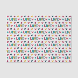 Cute Modern Colorful Love and Hearts Pattern Tissue Paper