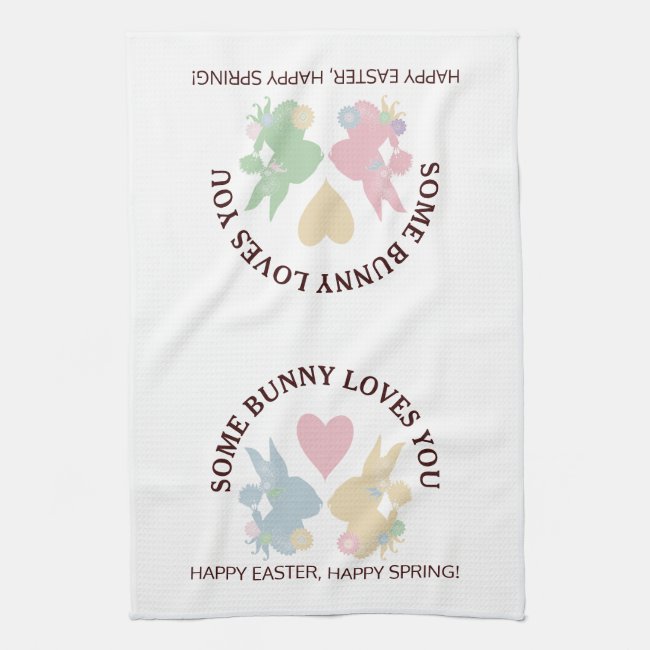 Cute Modern Colorful Pastel Heart and Bunny Easter
