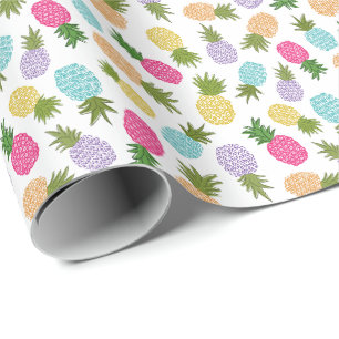 Cute Modern Colorful Pineapple Pattern Wrapping Paper
