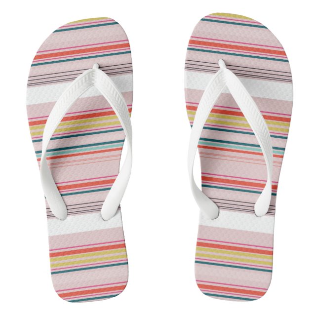 Cute modern colorful stripes flip flops (Footbed)