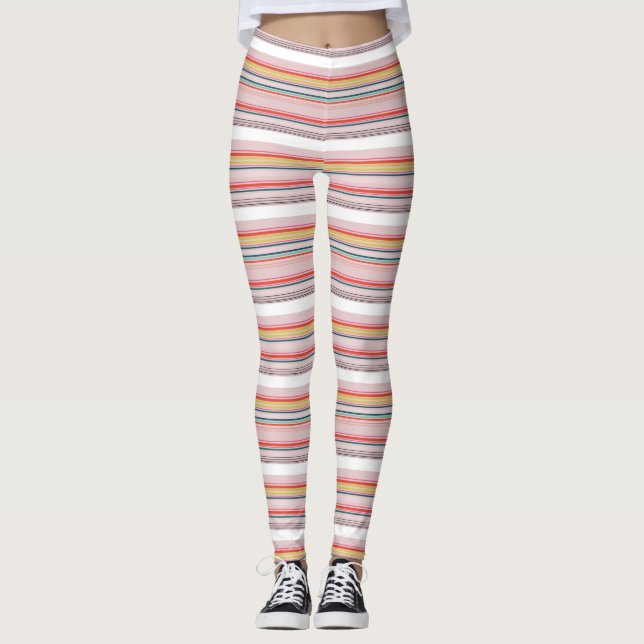 Cute modern colorful stripes leggings (Front)