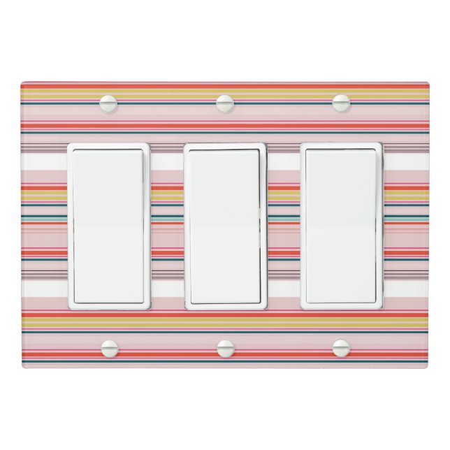 Cute modern colorful stripes light switch cover (In Situ)