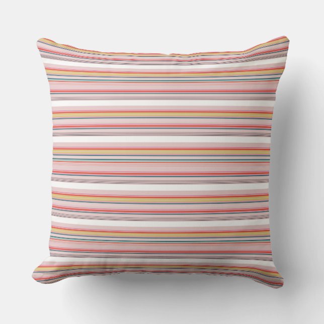 Cute modern colorful stripes throw pillow (Front)