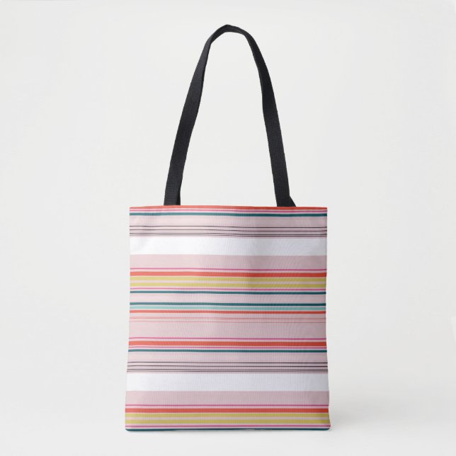 Cute modern colorful stripes tote bag (Front)