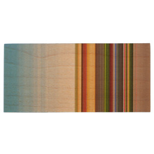 Cute modern colorful stripes wood flash drive