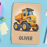Cute Modern Construction Truck Personalized iPad Mini Cover<br><div class="desc">Personalized yellow cute modern construction truck boys ipad cover design</div>