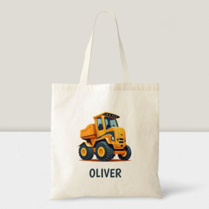 Cute Modern Construction Truck Personalized Tote Bag