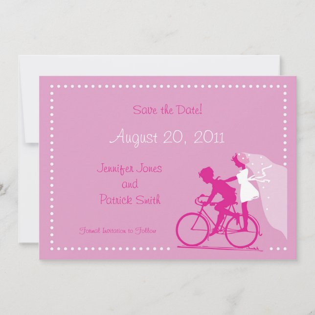 CUTE Modern Couple on Bicycle Save the Date (Front)