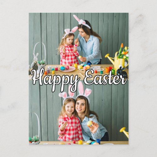 Cute Modern Custom 2_photo Family Easter Postcard