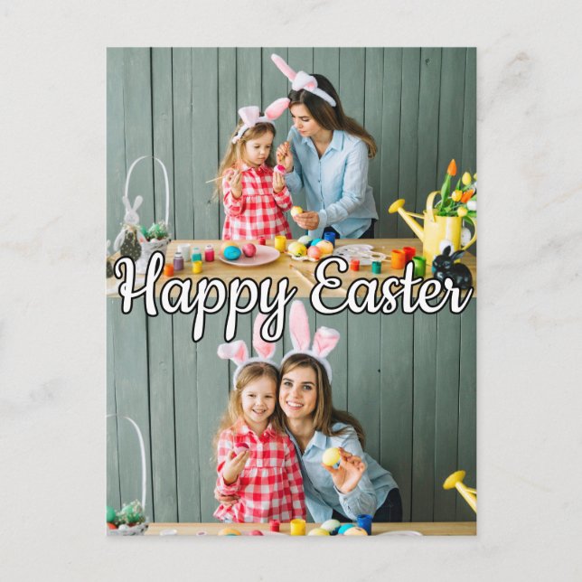 Cute Modern Custom 2-photo Family Easter Postcard (Front)