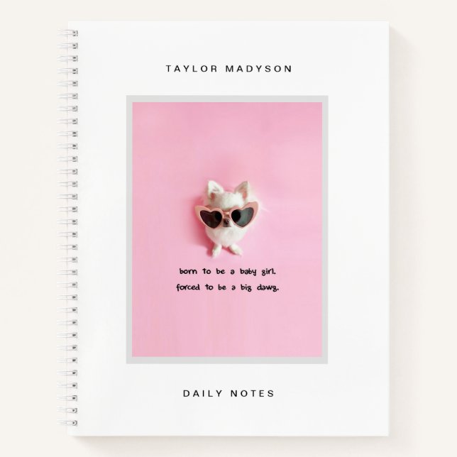 Cute Modern Custom Frame Photo Gift Monogram Notebook (Front)