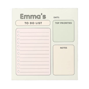 Cute Modern Customizable Todo List Notepad