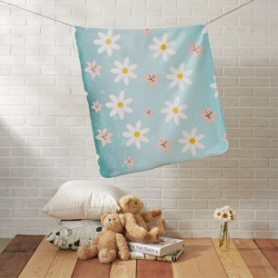 Cute Modern Daisy lily flower Rustic seamless Baby Blanket