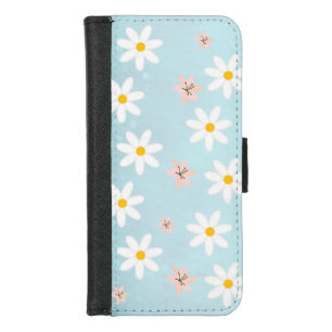 Cute Modern Daisy lily flower Rustic seamless  iPhone 8/7 Wallet Case