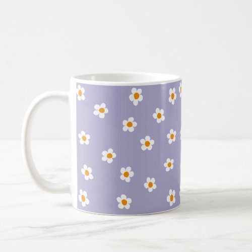 Cute Modern Daisy Pattern Purple  Coffee Mug