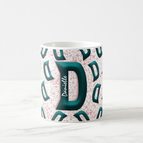 Cute Modern Deep Teal Monogram Custom Add Text   Coffee Mug
