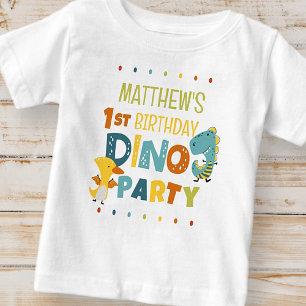 Cute Modern Dino Dinosaur Kid's Birthday Party Baby T-Shirt