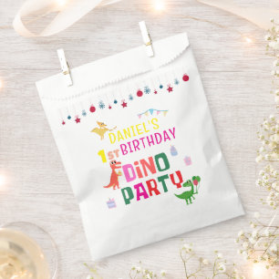 Cute Modern Dino Dinosaur Kid's Birthday Party Favor Bag