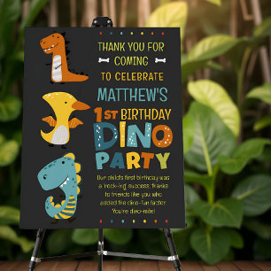Cute Modern Dino Dinosaur Kid's Birthday Party Foam Board