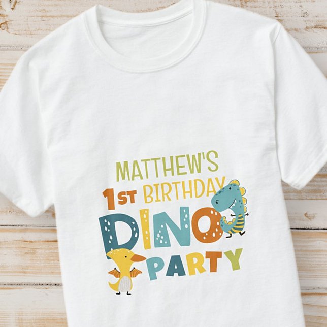 Cute Modern Dino Dinosaur Kid's Birthday Party T-Shirt (Creator Uploaded)