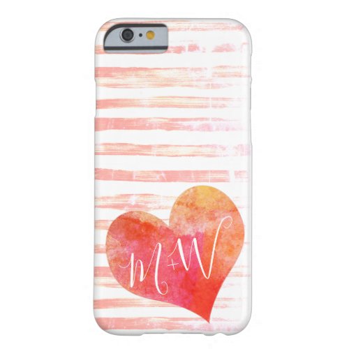 Cute Modern Distressed Hearts His Hers Initials Barely There iPhone 6 Case