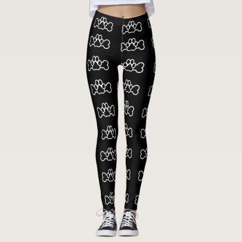 Cute Modern Dog Bone Leggings