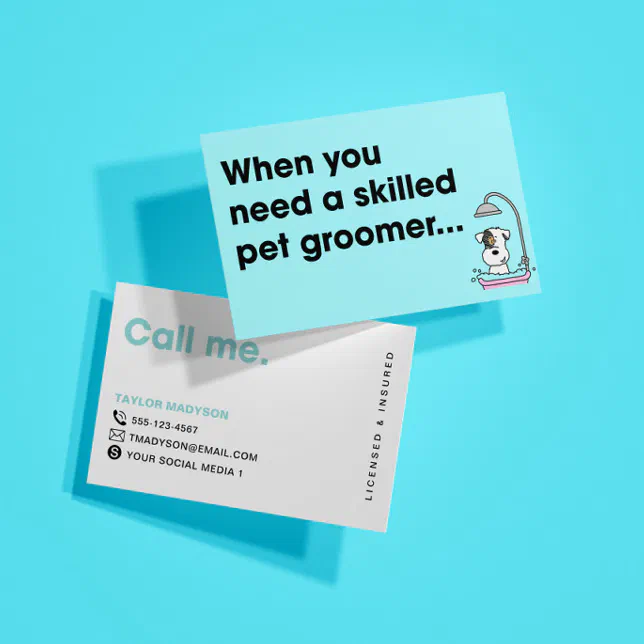 Cute Modern Dog Groomer Pampered Puppy Business Card
