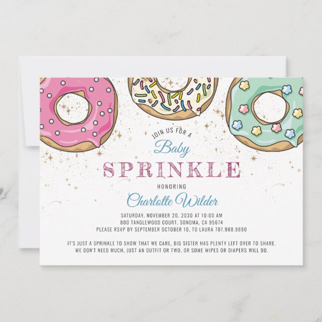 Cute Modern Donut Baby Sprinkle Invitation (Front)