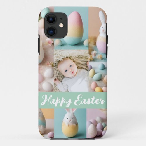 Cute Modern Easter collage Pastel scrapbook photo iPhone 11 Case
