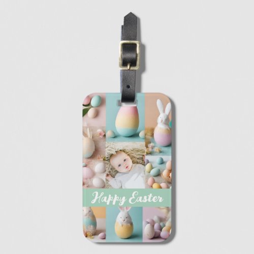 Cute Modern Easter collage Pastel scrapbook photo Luggage Tag