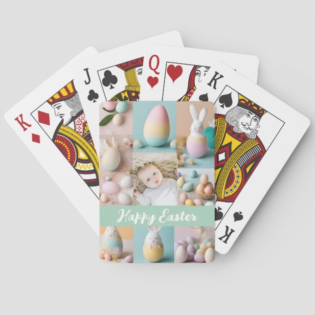 Cute Modern Easter collage Pastel scrapbook photo Poker Cards (Back)