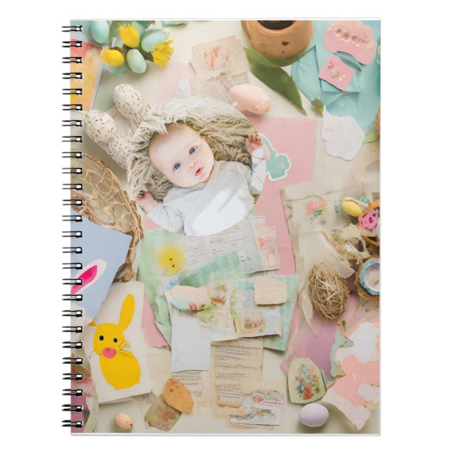 Cute Modern Easter collage scrapbook photo  Notebook (Front)