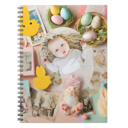Cute Modern Easter collage scrapbook photo  Notebook